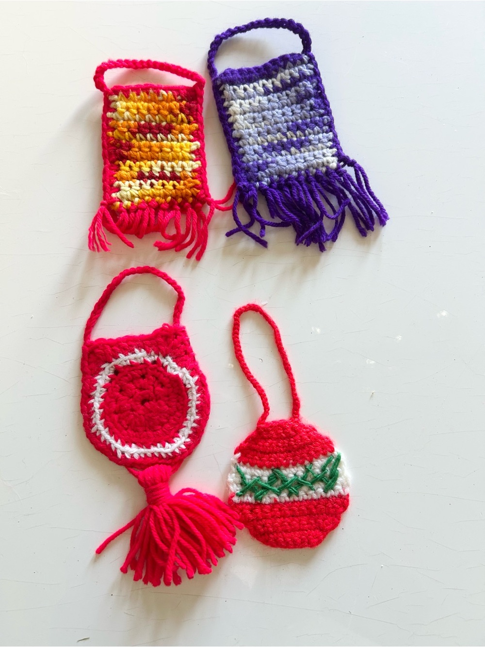 Handmade Crochet Mini Purses in Red & Purple - Kids' Play Accessories